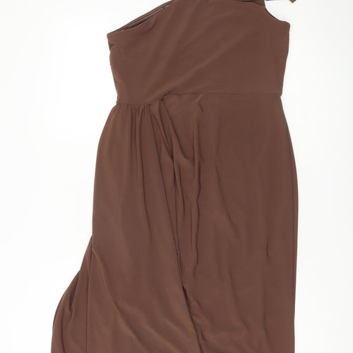 Oasis Women’s Brown One Shoulder Knee Length Sheath Dress Size M