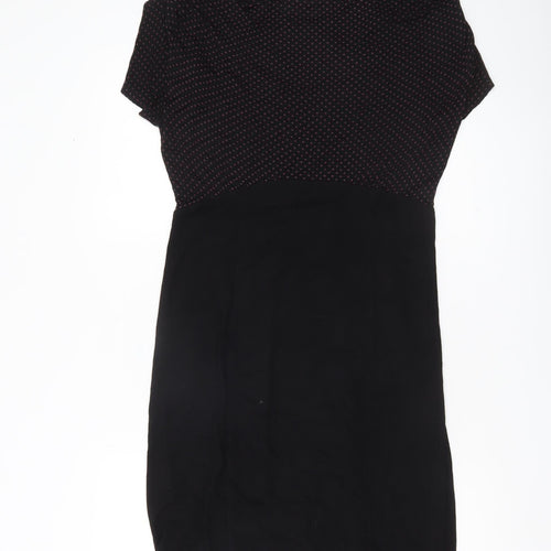 Monsoon Women Black Polka Dot Sheath Dress Size 14 Business Casual
