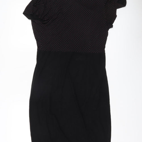 Monsoon Women Black Polka Dot Sheath Dress Size 14 Business Casual