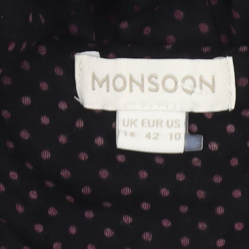 Monsoon Women Black Polka Dot Sheath Dress Size 14 Business Casual