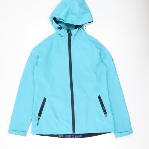 McKINLEY Womens Blue Softshell Jacket Size 14 Hooded Waterproof