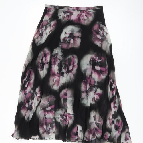 Monsoon Women’s Black Floral Pleated Midi Skirt Size 8