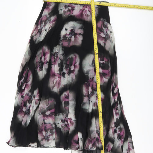 Monsoon Women’s Black Floral Pleated Midi Skirt Size 8