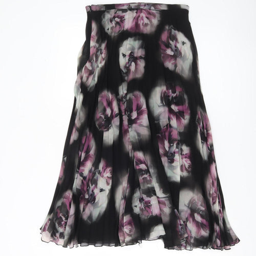 Monsoon Women’s Black Floral Pleated Midi Skirt Size 8