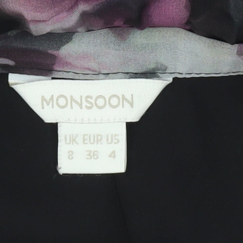 Monsoon Women’s Black Floral Pleated Midi Skirt Size 8