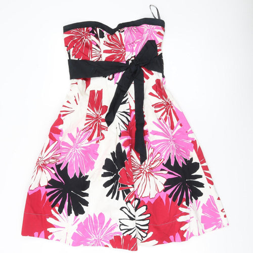 Warehouse Women’s Multicoloured Floral A-Line Strapless Dress Size 10