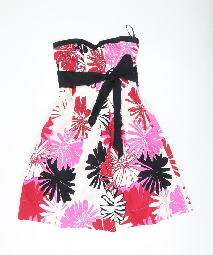 Warehouse Women’s Multicoloured Floral A-Line Strapless Dress Size 10
