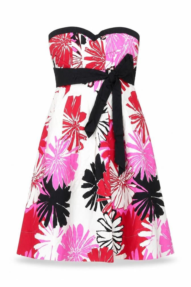 Warehouse Women’s Multicoloured Floral A-Line Strapless Dress Size 10
