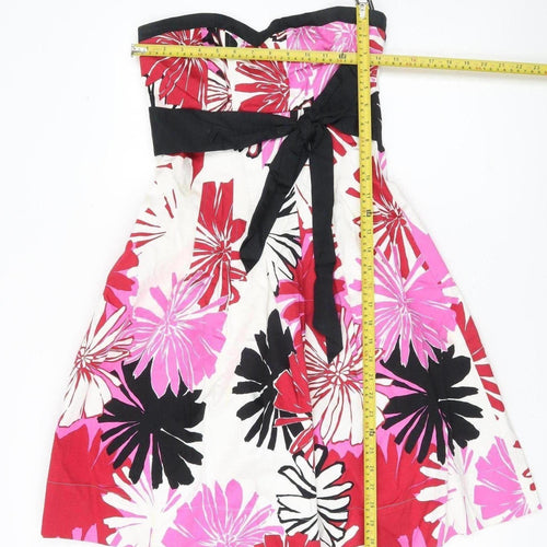 Warehouse Women’s Multicoloured Floral A-Line Strapless Dress Size 10
