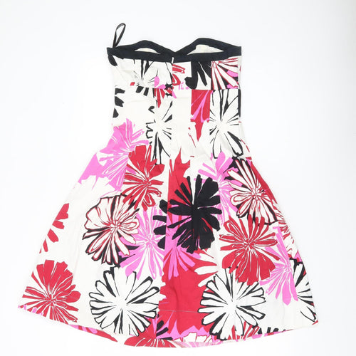 Warehouse Women’s Multicoloured Floral A-Line Strapless Dress Size 10