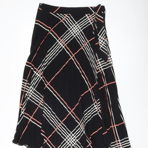 Warehouse Women’s Black Check Midi Wrap Skirt Size 12 Polyester