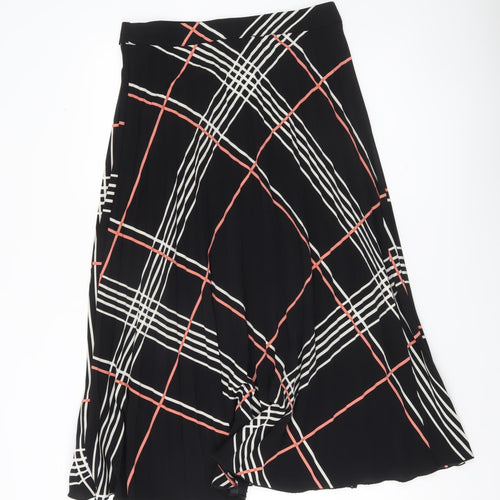 Warehouse Women’s Black Check Midi Wrap Skirt Size 12 Polyester