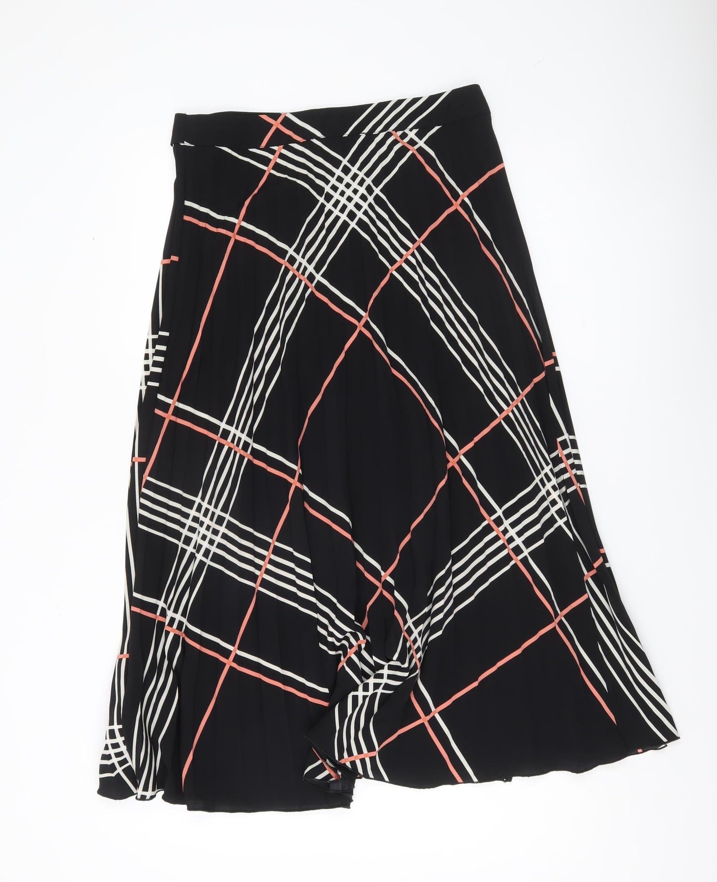 Warehouse Women’s Black Check Midi Wrap Skirt Size 12 Polyester