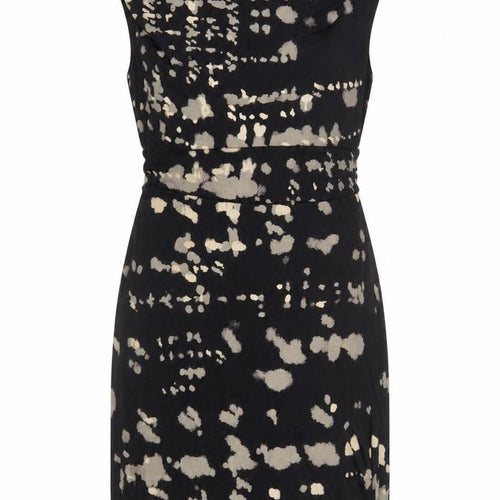 Sandwich Womens Black Beige Animal Print Sheath Dress M Cowl Neck Sleeveless