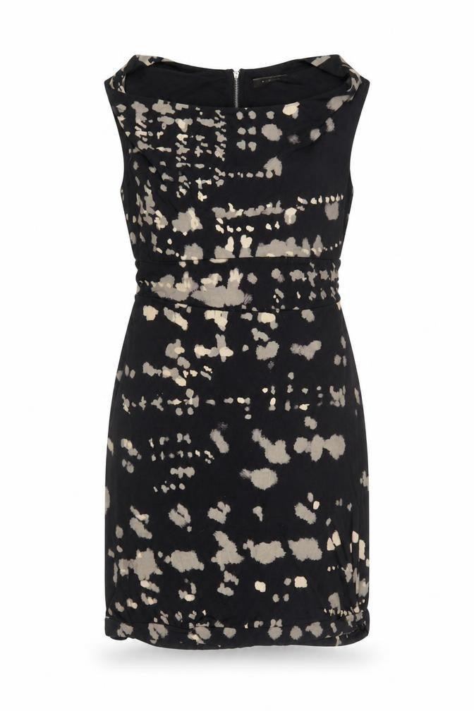 Sandwich Womens Black Beige Animal Print Sheath Dress M Cowl Neck Sleeveless