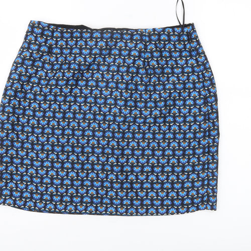 Louche Womens Blue Floral Pencil Skirt Size 2XL Knee Length Retro