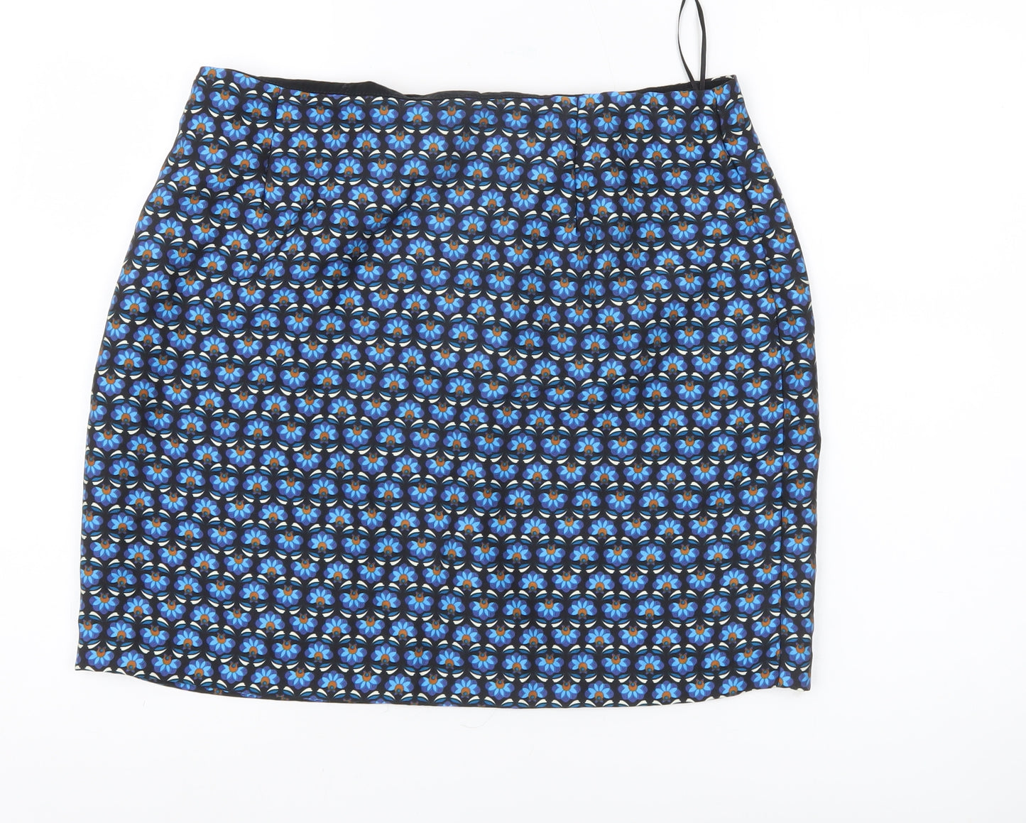 Louche Womens Blue Floral Pencil Skirt Size 2XL Knee Length Retro