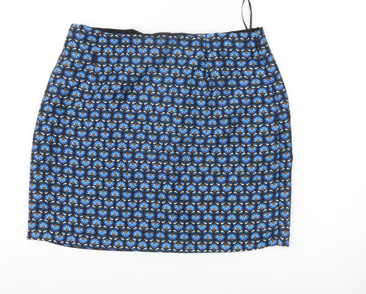 Louche Womens Blue Floral Pencil Skirt Size 2XL Knee Length Retro