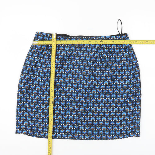 Louche Womens Blue Floral Pencil Skirt Size 2XL Knee Length Retro