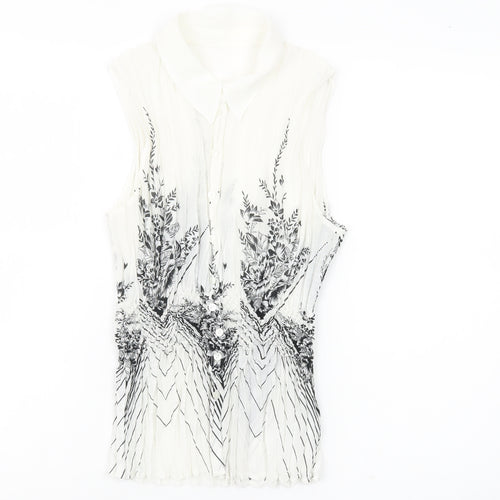 Marks and Spencer Women’s White Floral Sleeveless Blouse UK 8-10