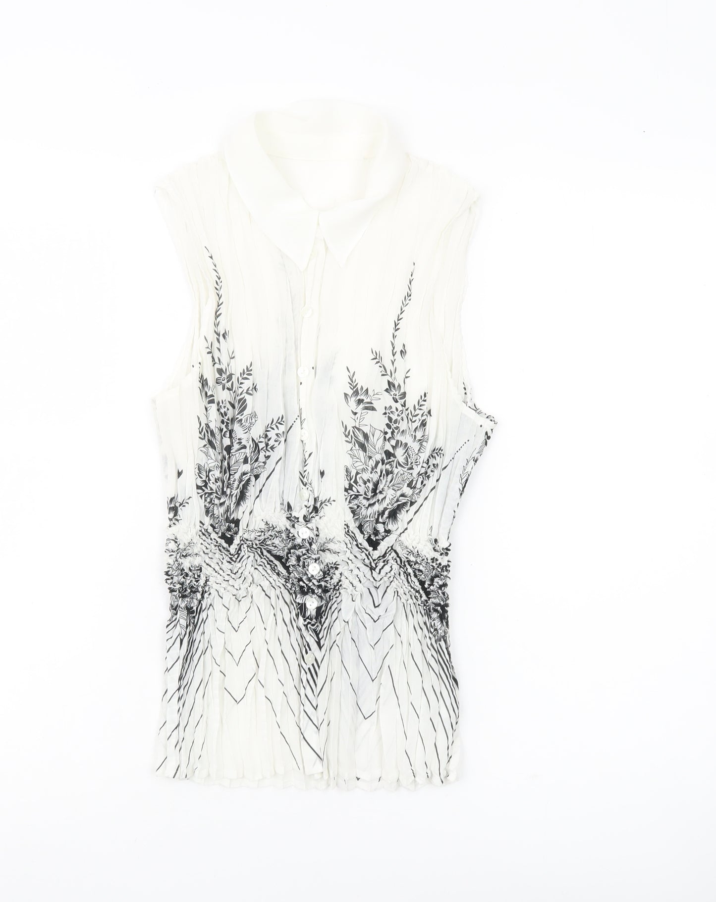 Marks and Spencer Women’s White Floral Sleeveless Blouse UK 8-10