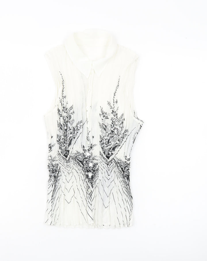 Marks and Spencer Women’s White Floral Sleeveless Blouse UK 8-10