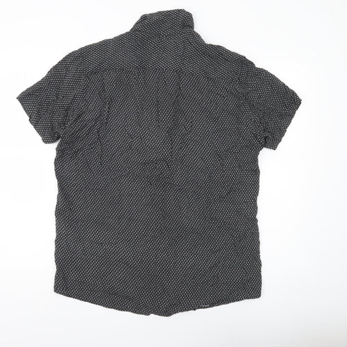 Jack & Jones Men’s Black Geometric Viscose Button-Up Shirt Size L