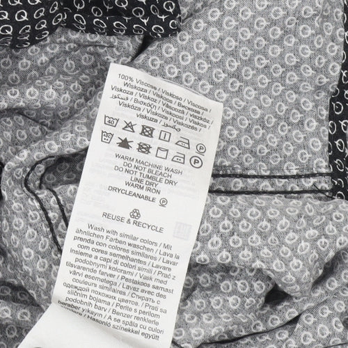 Jack & Jones Men’s Black Geometric Viscose Button-Up Shirt Size L