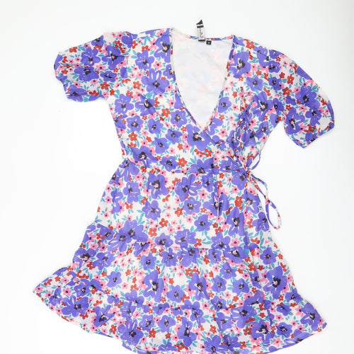 Influence Women’s Multicoloured Size 8 Floral Wrap Short Dress