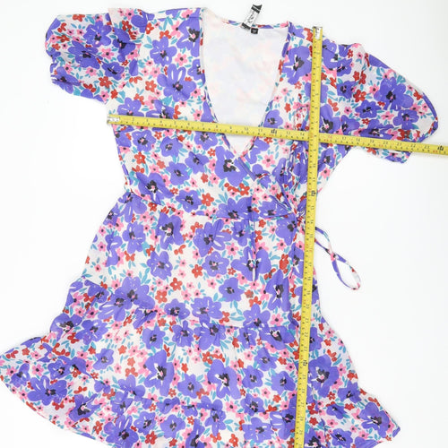 Influence Women’s Multicoloured Size 8 Floral Wrap Short Dress