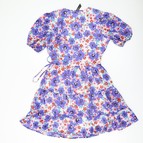 Influence Women’s Multicoloured Size 8 Floral Wrap Short Dress