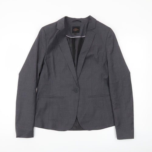 Next Womens Grey Wool Blend Blazer Jacket UK 12 Workwear