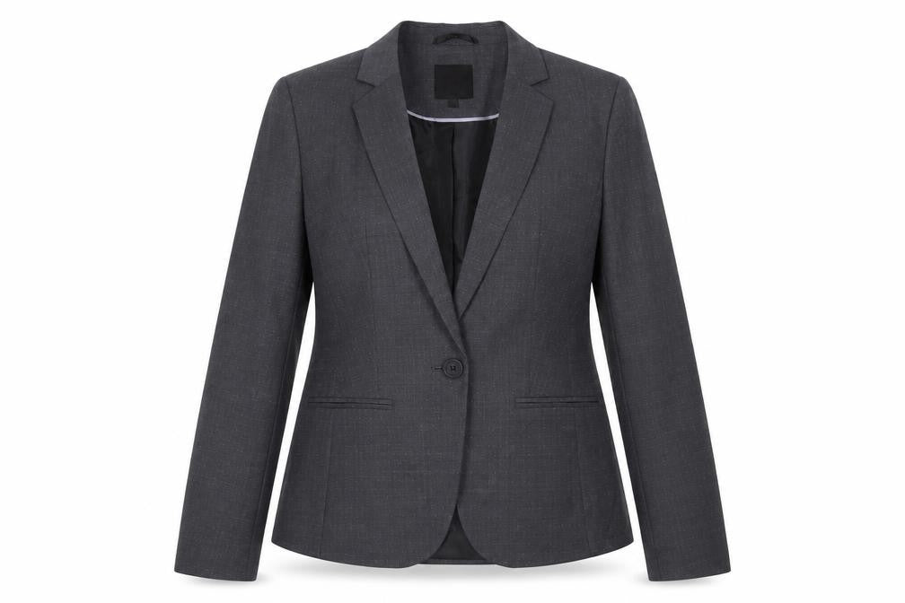 Front view of Next women’s grey wool blend blazer jacket uk 12 workwear