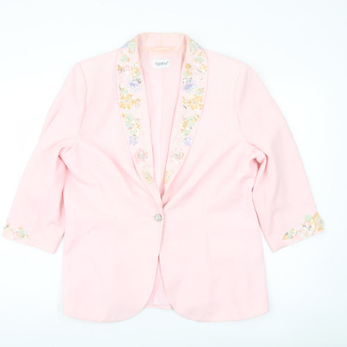 Together Women's Pink Embellished Shawl Lapel Blazer Size 18