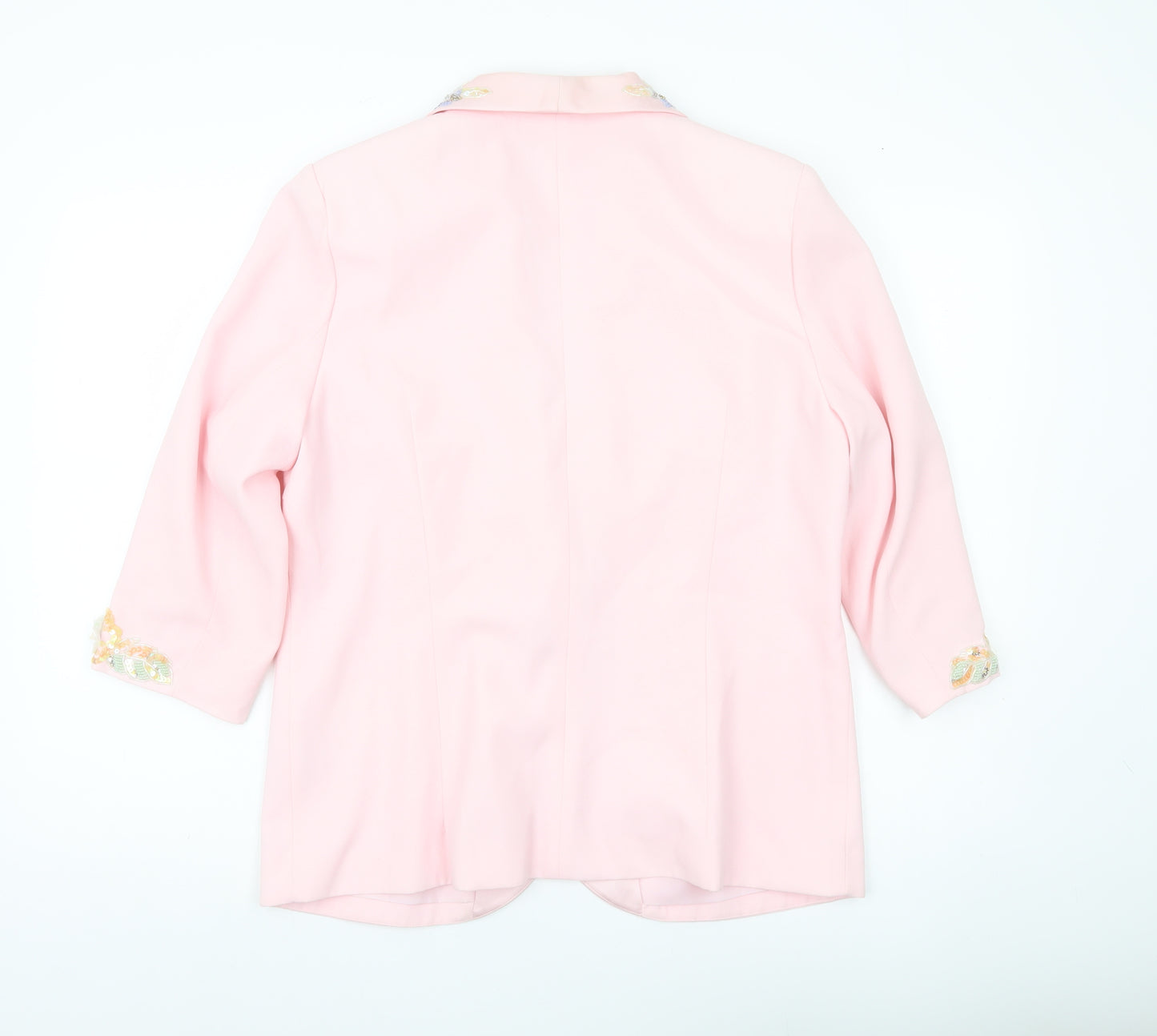 Together Women's Pink Embellished Shawl Lapel Blazer Size 18