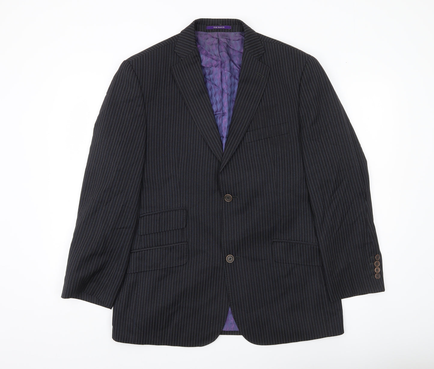 Ted Baker Endurance Men Black Pinstripe Wool Jacket 40S