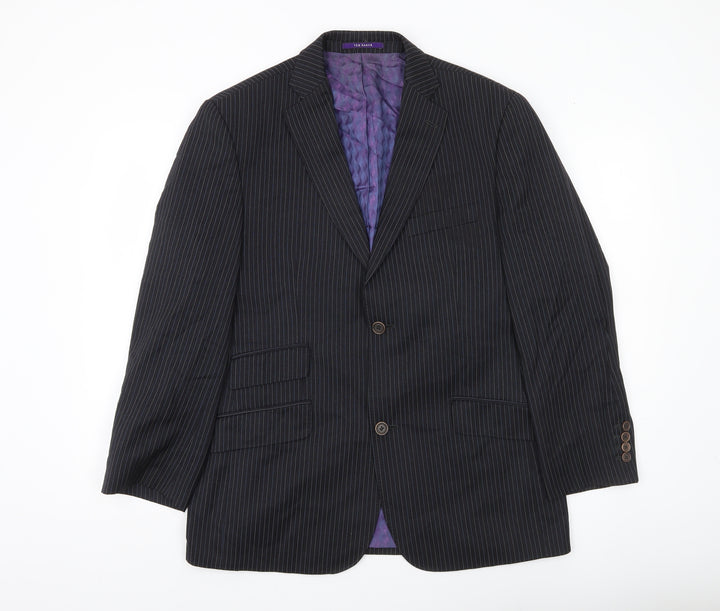 Ted Baker Endurance Men Black Pinstripe Wool Jacket 40S