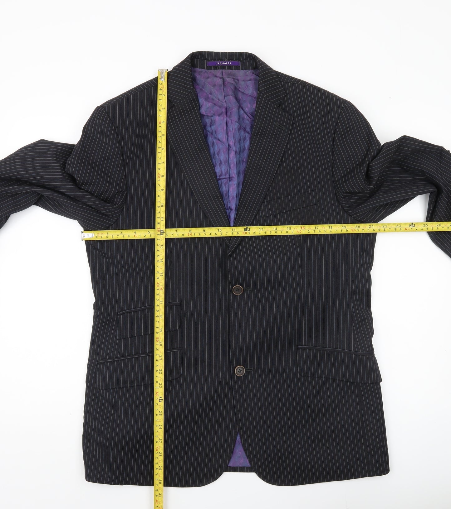Ted Baker Endurance Men Black Pinstripe Wool Jacket 40S