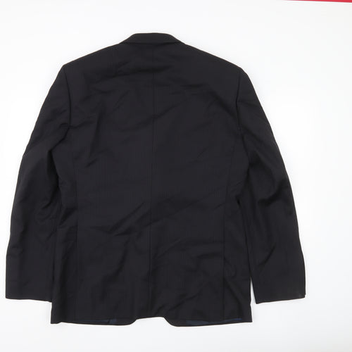 Next Italia Men's Black Wool Pinstripe Blazer Jacket 40R