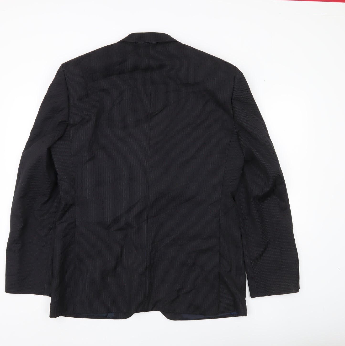Next Italia Men's Black Wool Pinstripe Blazer Jacket 40R