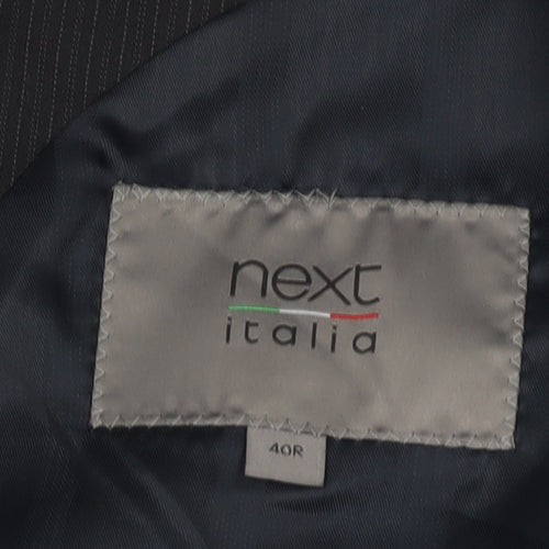 Next Italia Men's Black Wool Pinstripe Blazer Jacket 40R