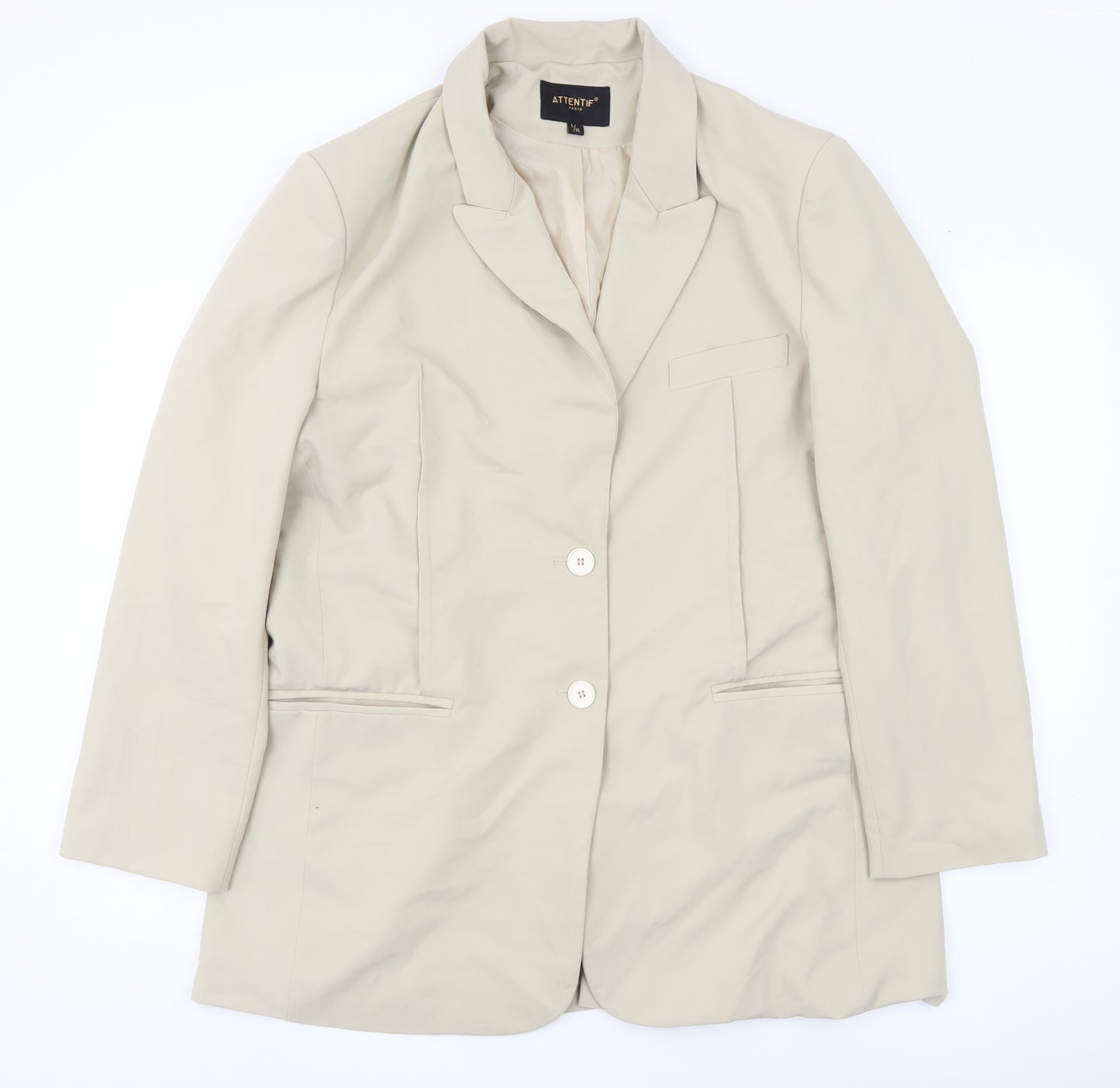 Attentif Paris Men Beige Blazer Jacket L/XL Single Breasted