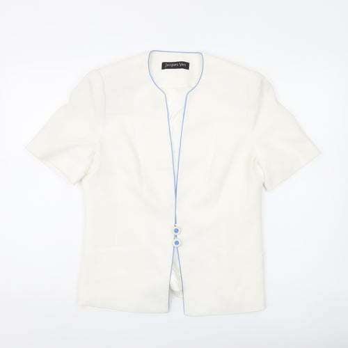 Jacques Vert Women Ivory Suit Jacket UK 10 Short Sleeve Formal Lined