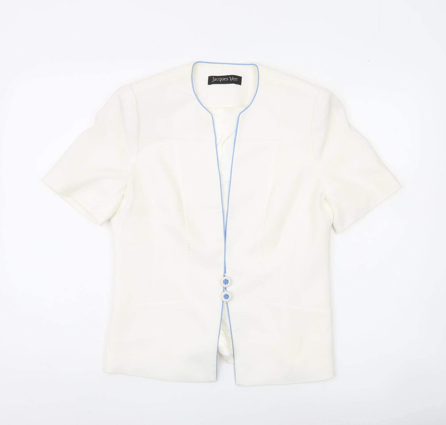 Jacques Vert Women Ivory Suit Jacket UK 10 Short Sleeve Formal Lined
