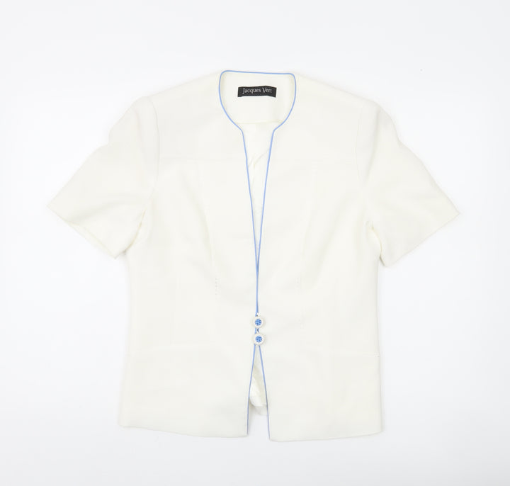 Jacques Vert Women Ivory Suit Jacket UK 10 Short Sleeve Formal Lined