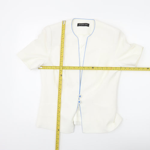 Jacques Vert Women Ivory Suit Jacket UK 10 Short Sleeve Formal Lined