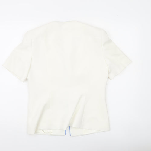 Jacques Vert Women Ivory Suit Jacket UK 10 Short Sleeve Formal Lined