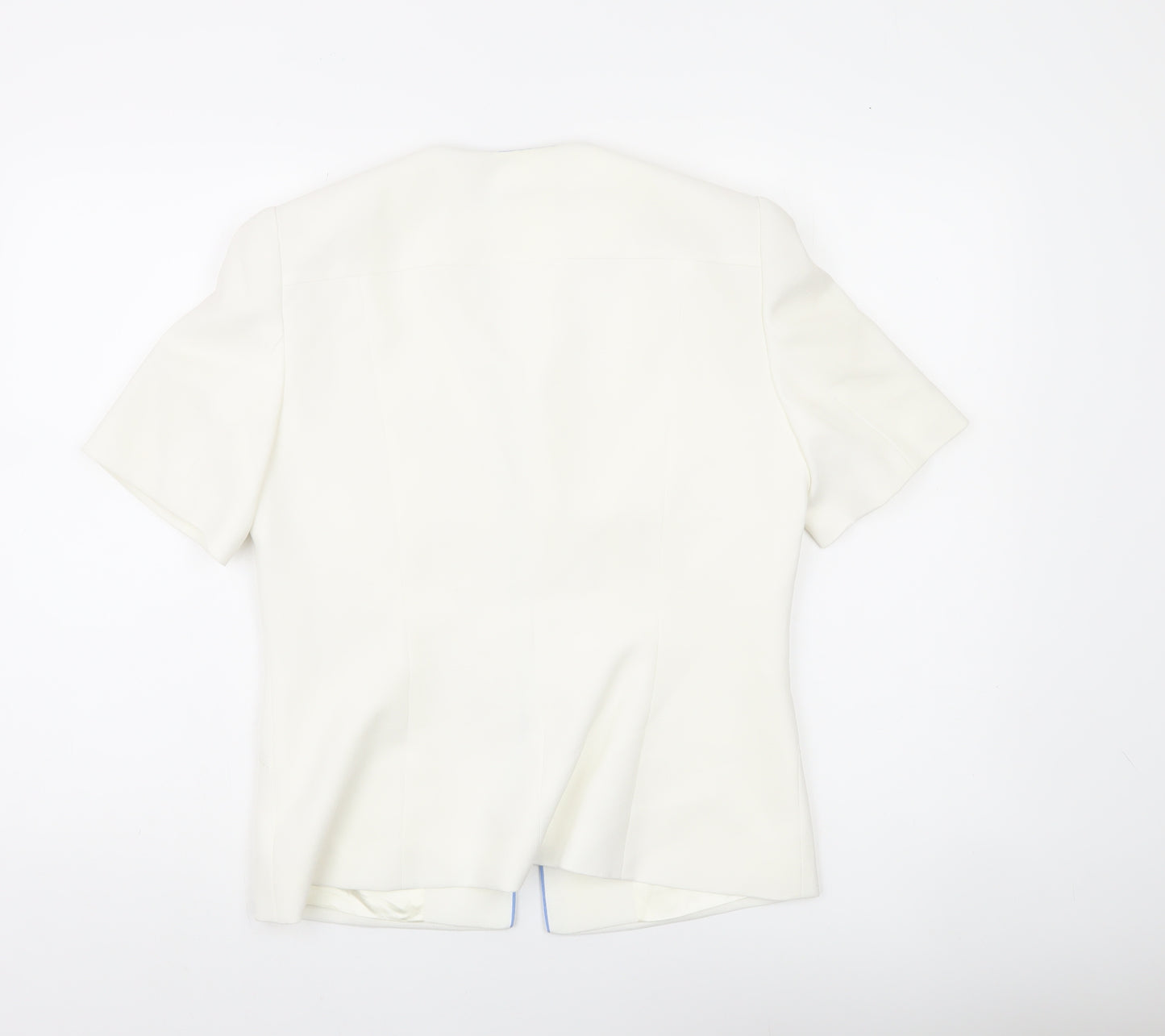 Jacques Vert Women Ivory Suit Jacket UK 10 Short Sleeve Formal Lined