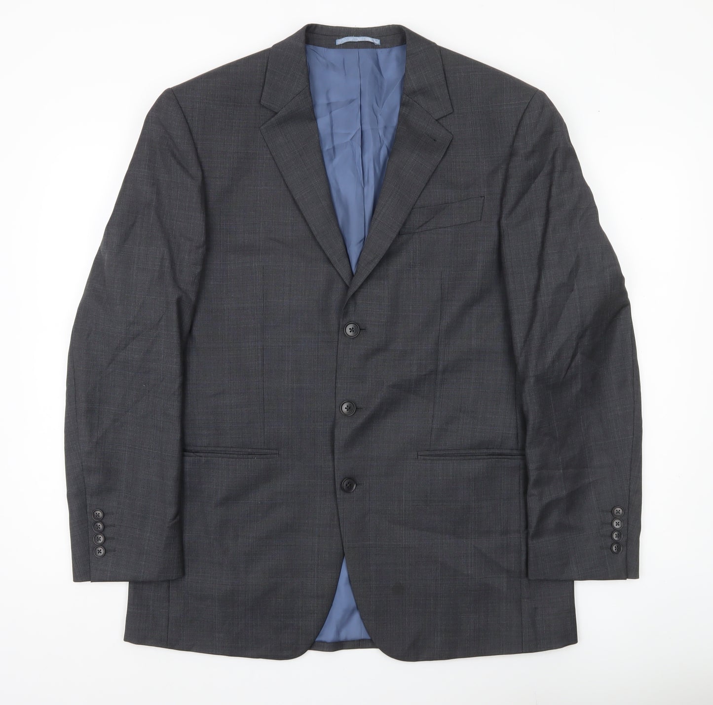 Next Men’s Grey Wool Blazer Jacket 40R Classic Fit Formal Wedding