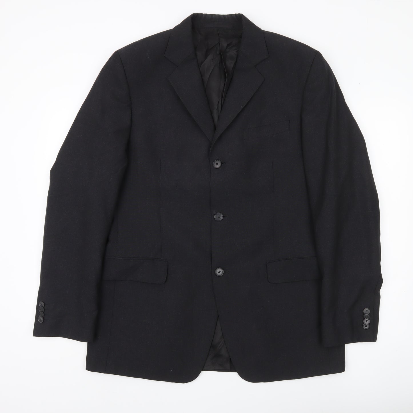 Mexx Mens Black Wool Blend Blazer Jacket UK 40R Classic Fit